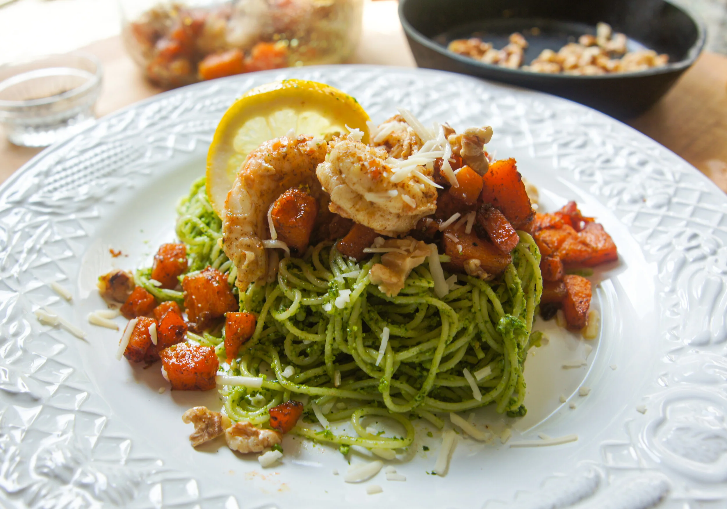 Pesto Pasta with Butternut Squash &amp; Langoustines