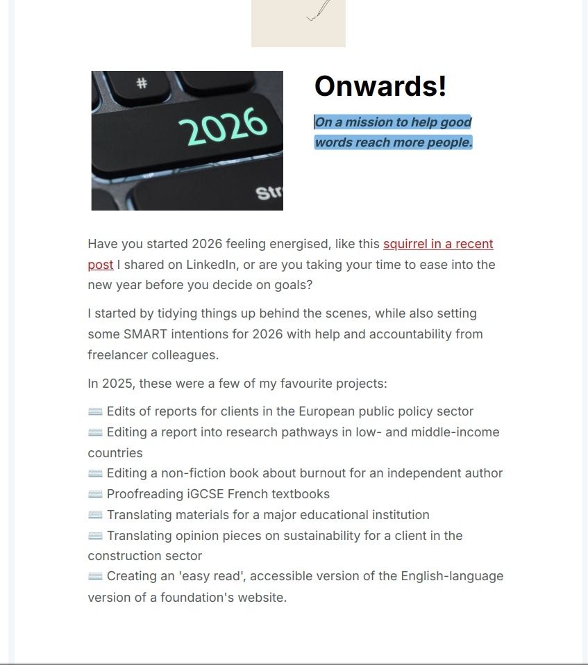 a screenshot of a newsletter