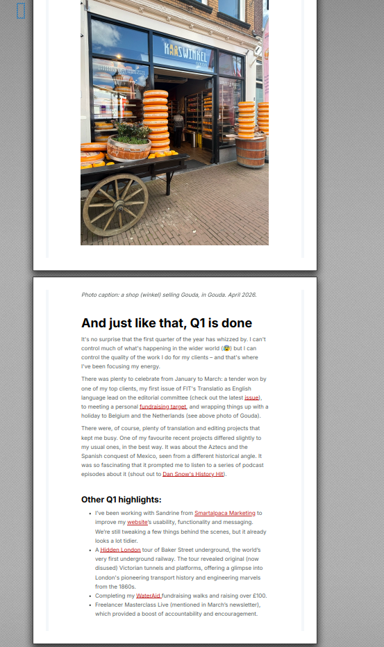 a screenshot of a newsletter