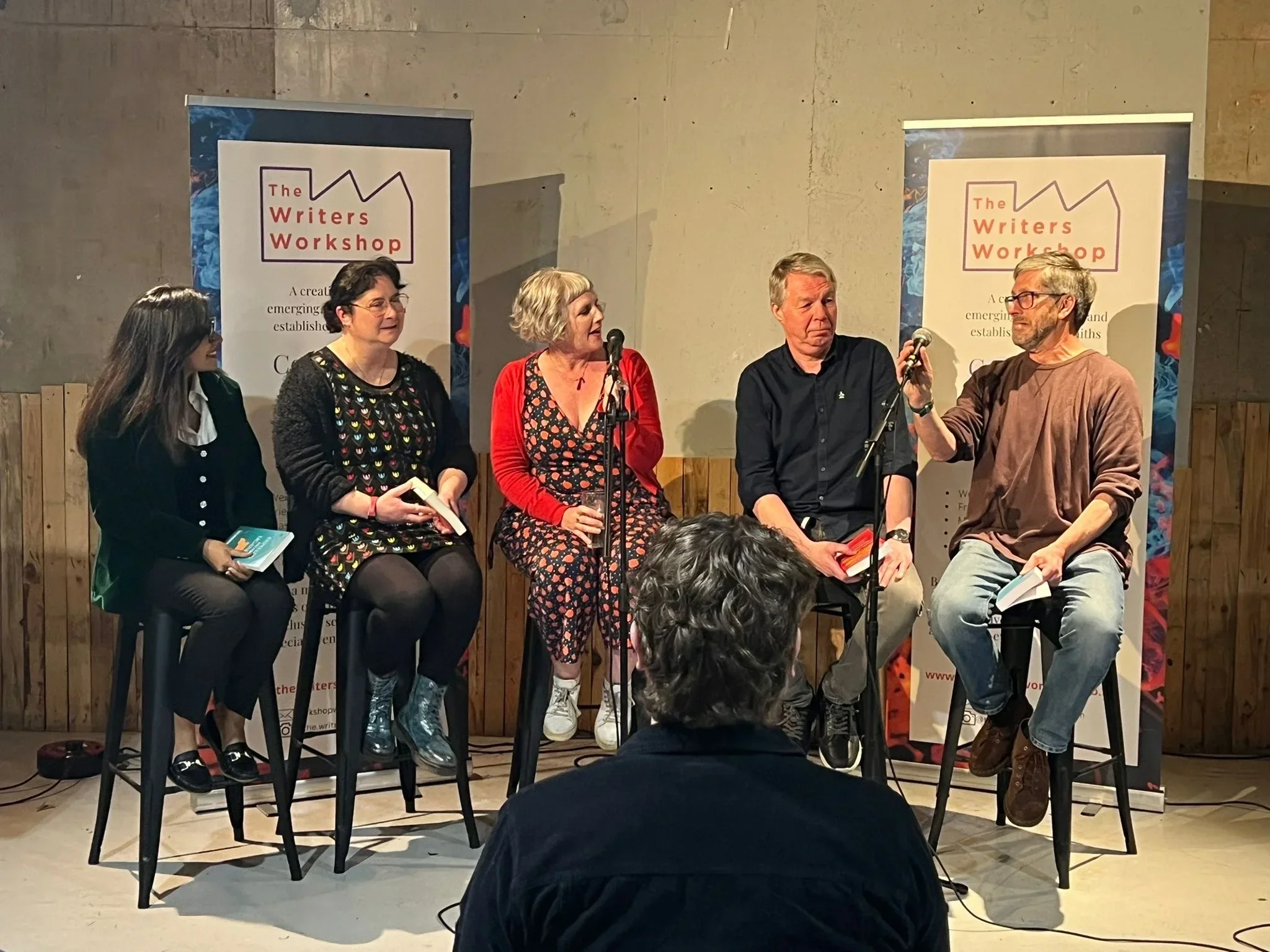 Group of people on the stage at Sounds About Write.