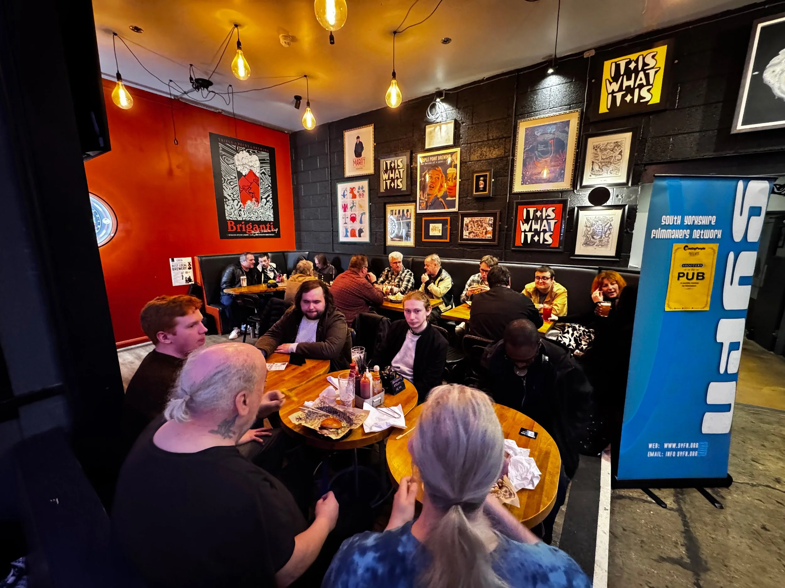 Group of people at SYFN's Shooters in the Pub event.