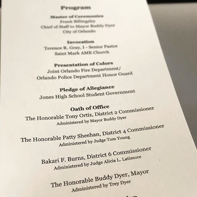 Honored to join or City commissioners, @orldistrict2 Commissioner Tony Ortiz and Commissioner Patty Sheehan as well as @orlandomayorbuddydyer as they take the oath of office to continue to serve @thecitybeautiful!  #thesearethedaysthatwelivefor