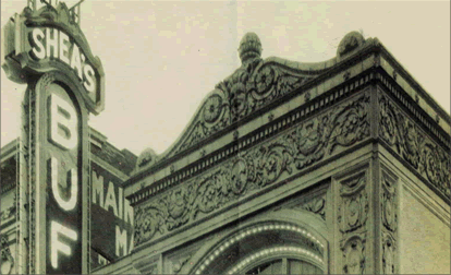  old Buffalo, a film photograph of Sheas theatre in the 40s in downtown Buffalo, NY 