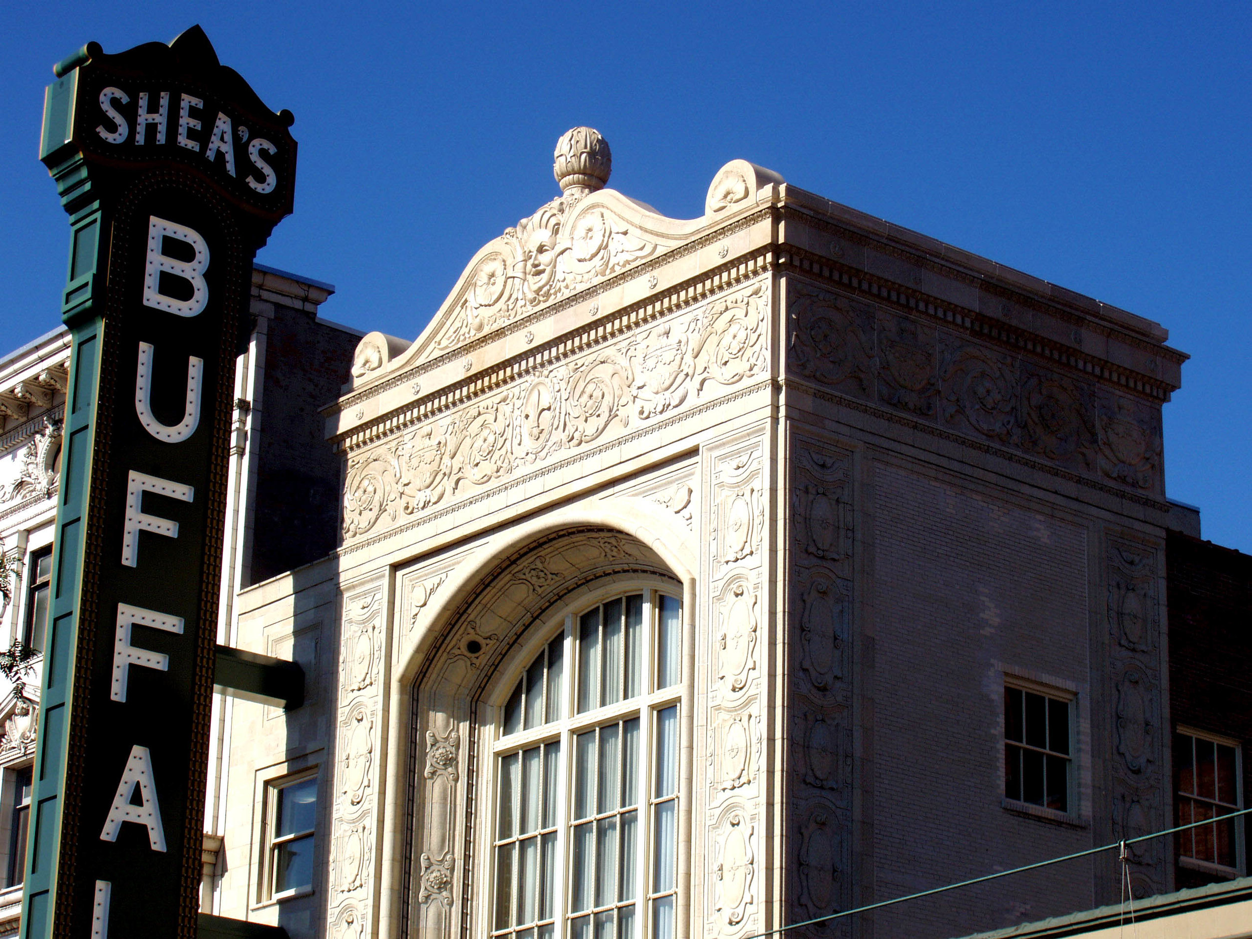  A photograph of the completed historical restoration of Sheas Theatre in Downtown Buffalo, NY. 