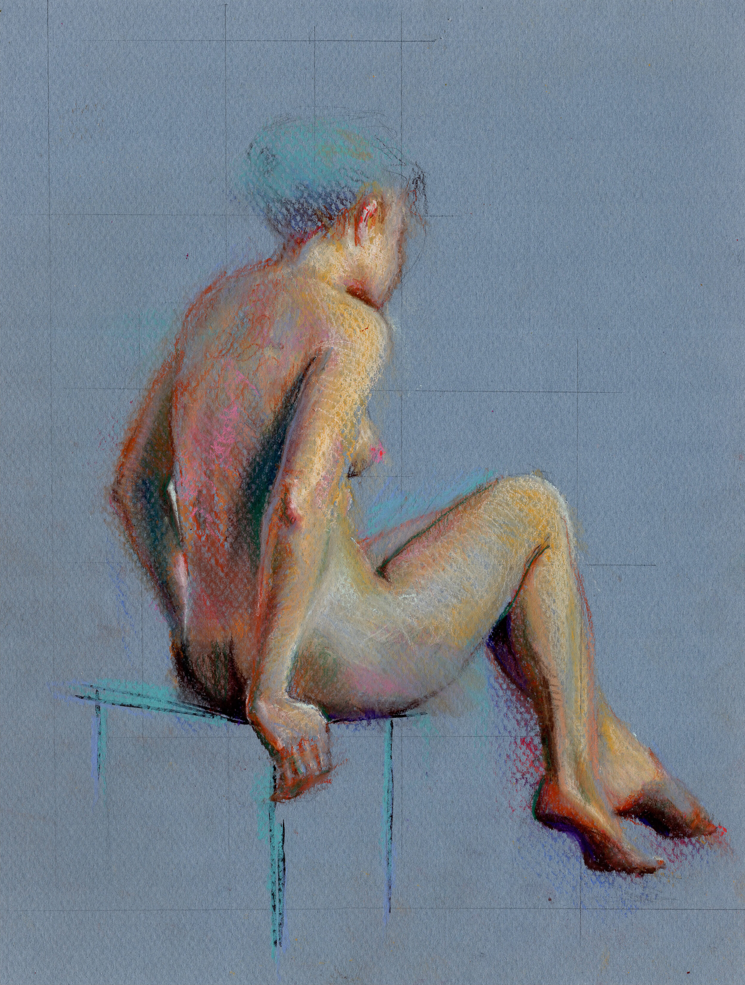 Nude in Pastels, Pastel on toned paper, 9” by 12”, 2019