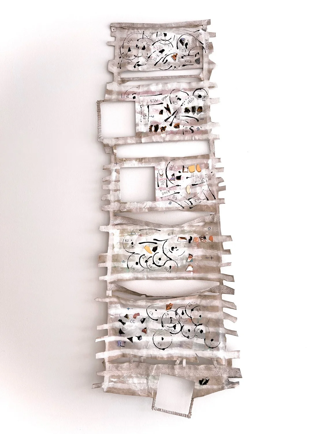 Immortal Game (Chess Story), 2024. Linen, paper, ink and acrylic. 60 x 24 inches