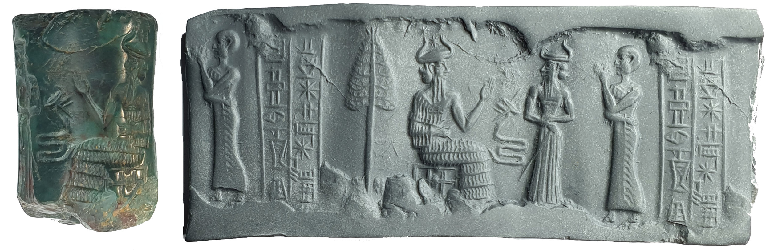  Western Asiatic Neo-Sumerian Cylinder Seal for Temple Priest of King Shu-sin of Der Ur III, King Shu-sin, 1972-1964 BC 