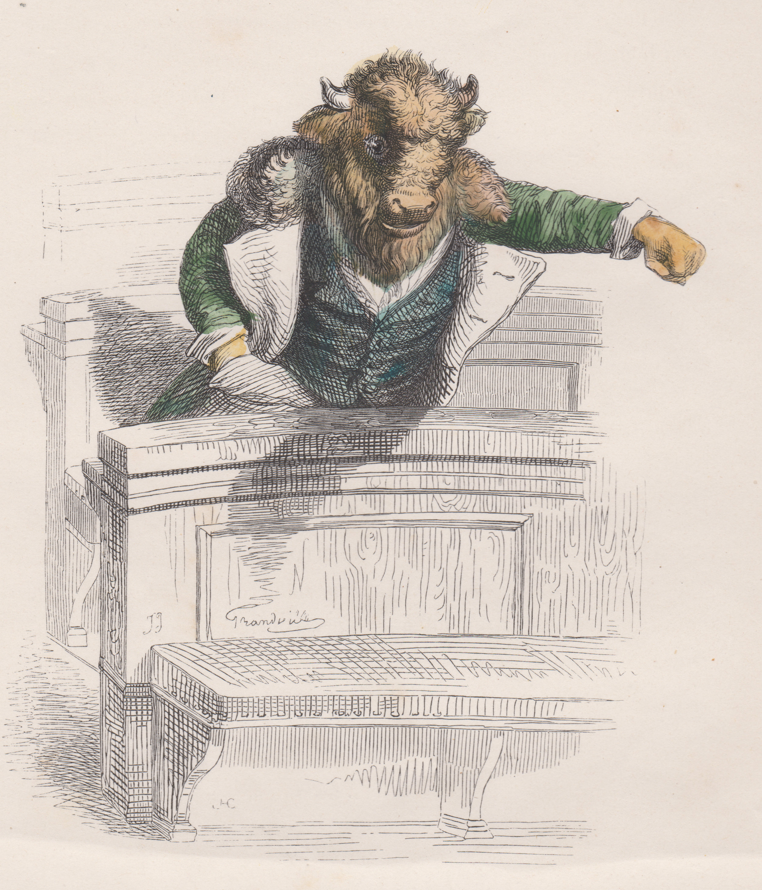 J. J. Grandville, Buffalo, lithograph. Source: Scènes de la vie Privée et Publique des Animaux [Private and Public Life of Animals] (Parisz0 1842 opposite 17. Private collection.