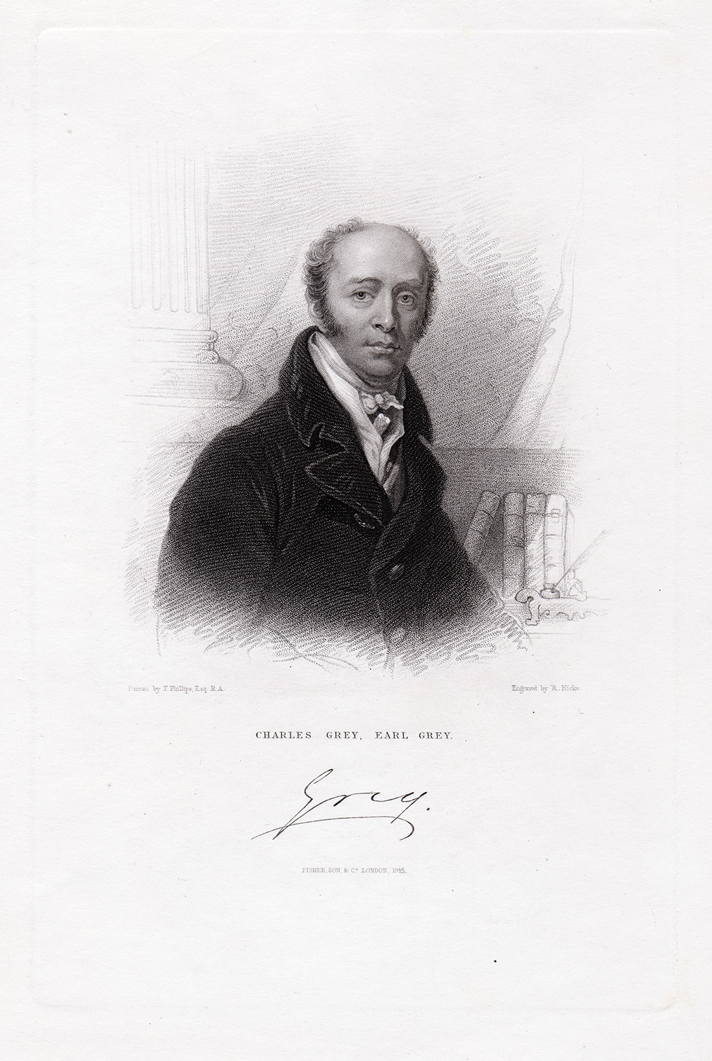 T. Phillips, Earl Grey c. 1845, engraving in the crayon manner, 13.5 x 11cm. 