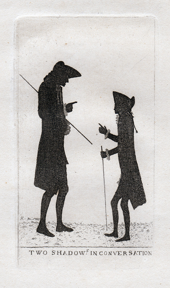 John Kay Two Shadows in Conversation 1788, etching, 10.9 x 6.2 cm. Private collection. 