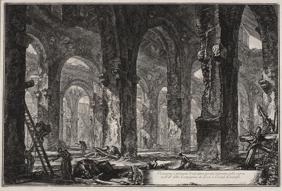 Giovanni Battista Piranesi Interior View of Another Reservoir in the Vineyards of the Jesuit Fathers in the Castel Gandolfo 1742, etching, 41.2 x 62.2cm. Private collection