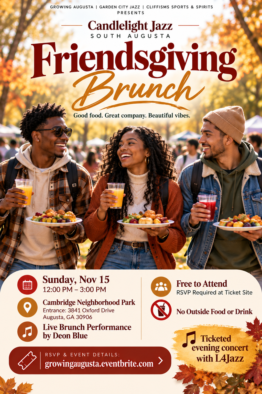 Growing Augusta Invites Community to Friendsgiving Brunch and Live Jazz at Cambridge Neighborhood Park November 15