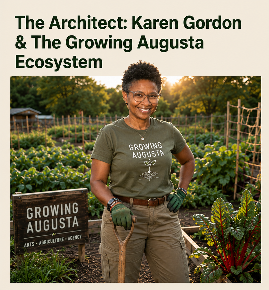 Karen Gordon in an educational garden setting