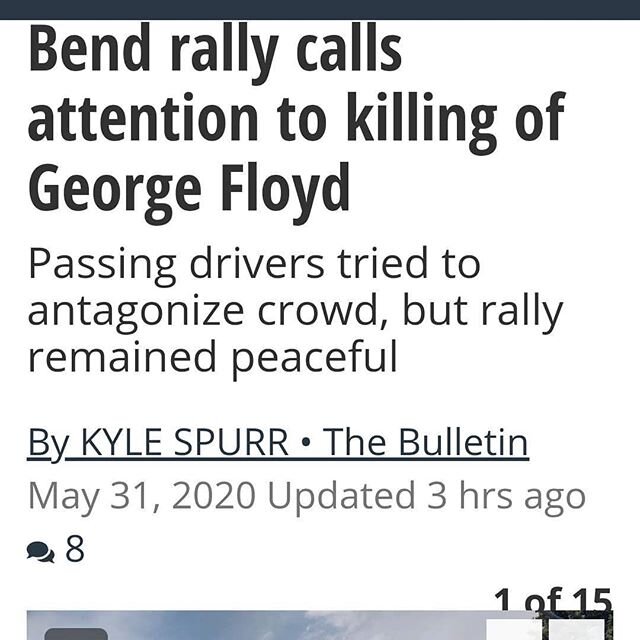 High five to all the people in #bendoregon that protested. This is a place where people very much need to feel support for diversity. It is disgusting and not surprising that white people driving by the protesters were reving their engines and honkin