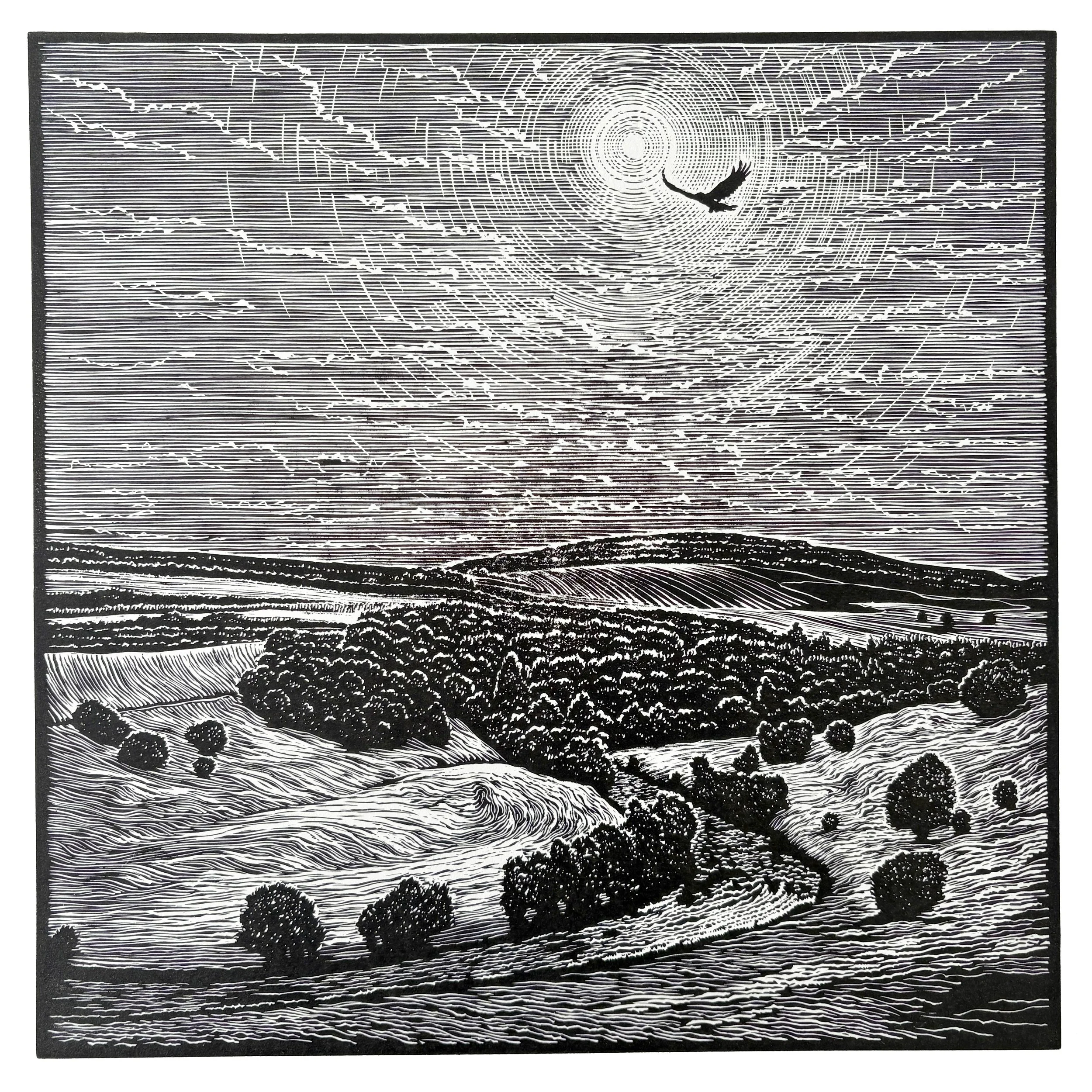 THE RIVER CLOVA_GLEN CLOVA_Linocut_B&W_Grade_White Frame.jpg