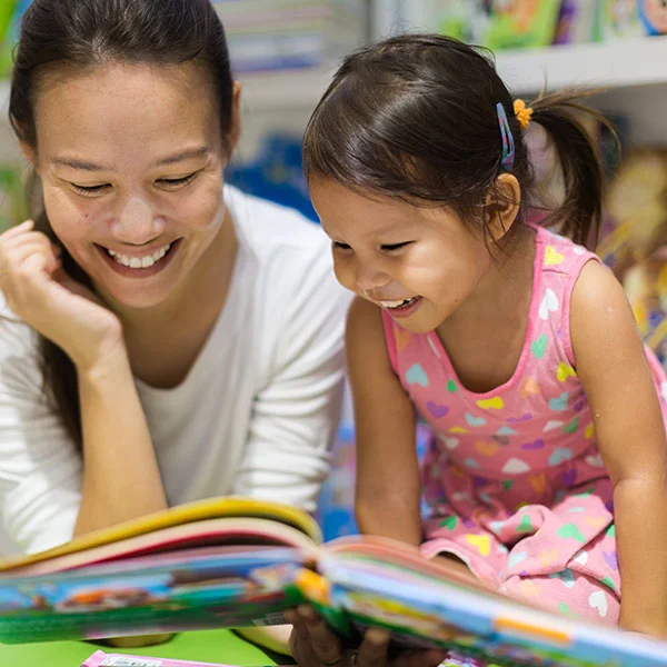 Mother and child reading