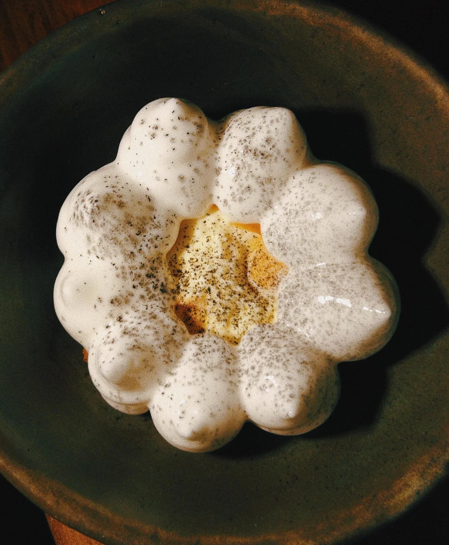parfait of corn &amp; apricots with corn butter, apricot jam and whipped apricot juice.