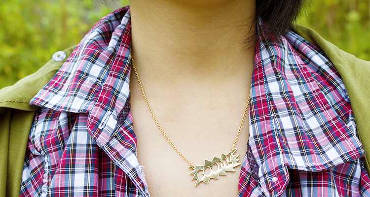 Boom! It's Fall - Outfit for transitioning to the fall with UrbanOutfitter's BOOM! Necklace