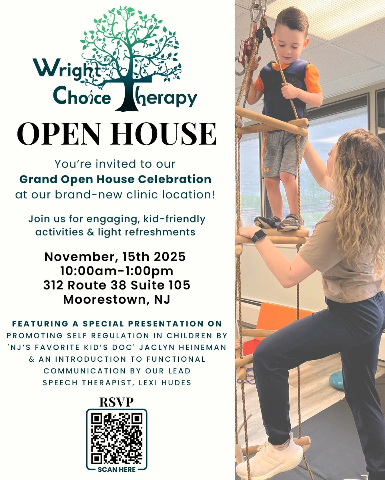 🎉RSVP TODAY! 🎉 

Join us for our Grand Open House Celebration at Wright Choice Therapy! Meet our team, tour the clinic, watch your kids participate in engaging and fun activities while you enjoy exclusive presentations by our lead Occupational &amp