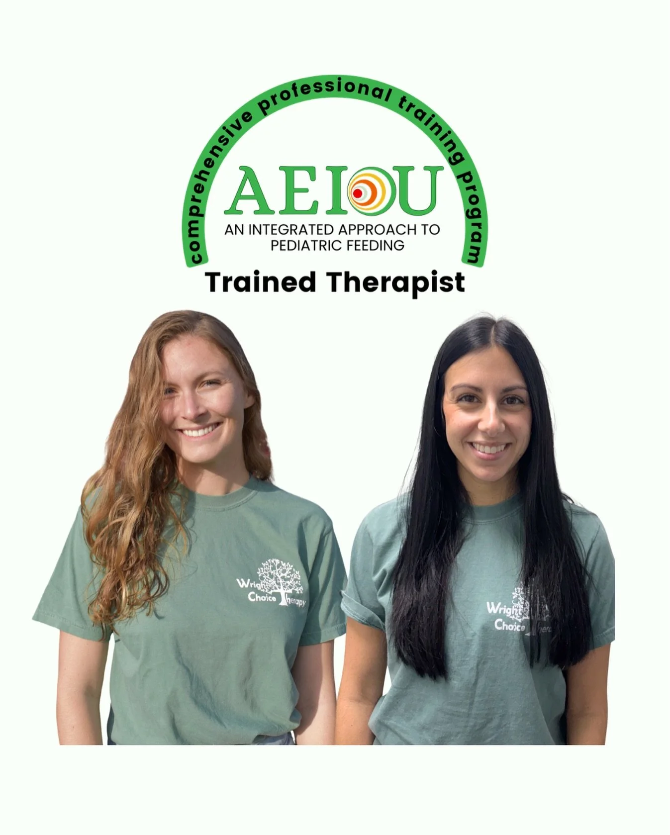 We have some exciting news to share! 🎉

Ms. Meghan and Ms. Marcella are now officially AEIOU-trained Feeding Therapists! 🍓🥦🍊🍴 

Their advanced training allows them to better support children who experience challenges surrounding mealtimes. 

The