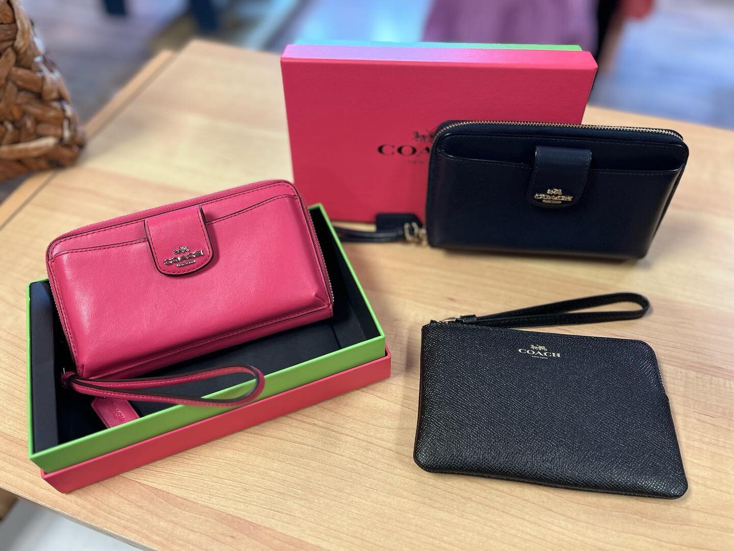 Have you purchased your mom&rsquo;s ❤️ day gift yet??? Wallets by COACH in pink and navy $39 each and black wristlet $29. 
.
.
.
#uptownattic #designerconsignment #consignment #consignmentboutique #coach #coachhandbag #wallets #thrifting #hudsonvalle