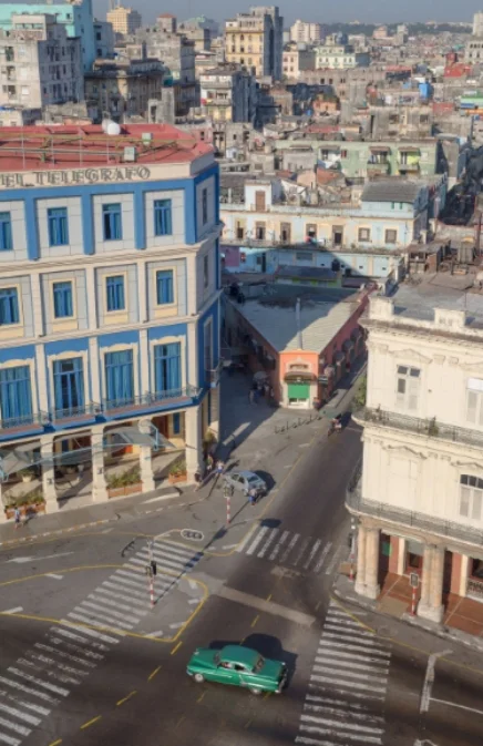 Havana Morning Street with Green Car
