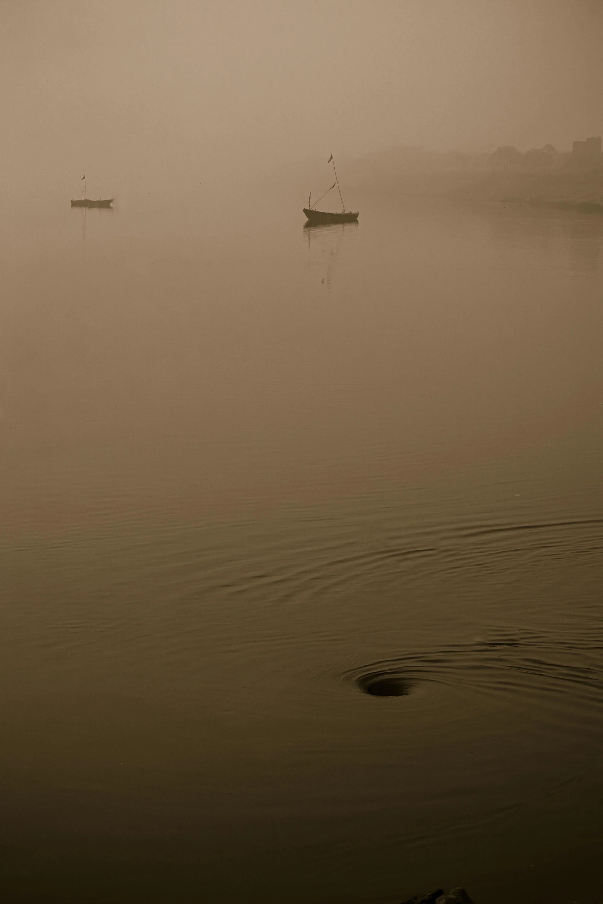 River in Fog with Whirlpool