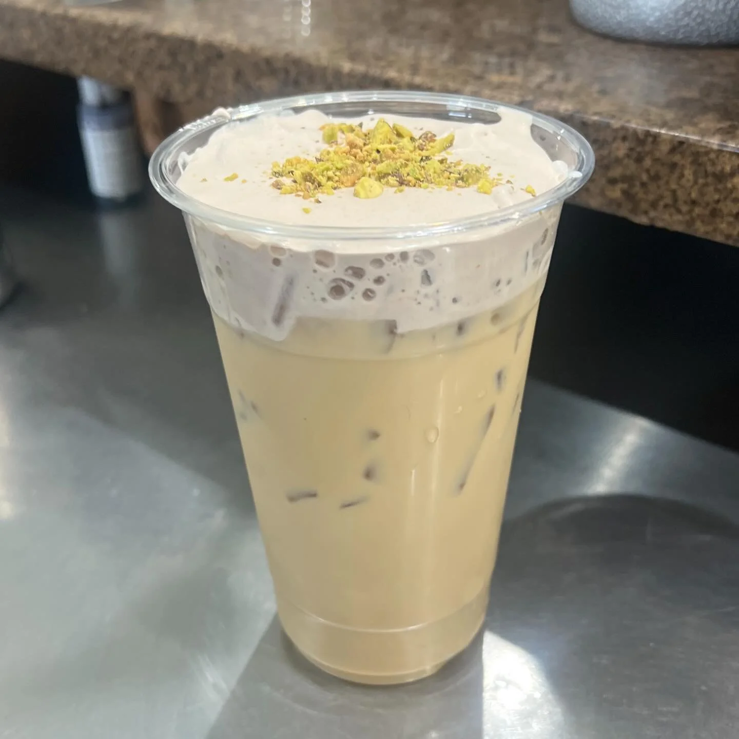 Current obsession: Dubai Chocolate Latte ☕🤎JustDeliciousCafe #CoffeeLovers #ChocolateLatte #IcedLatteVibes #PistachioLove