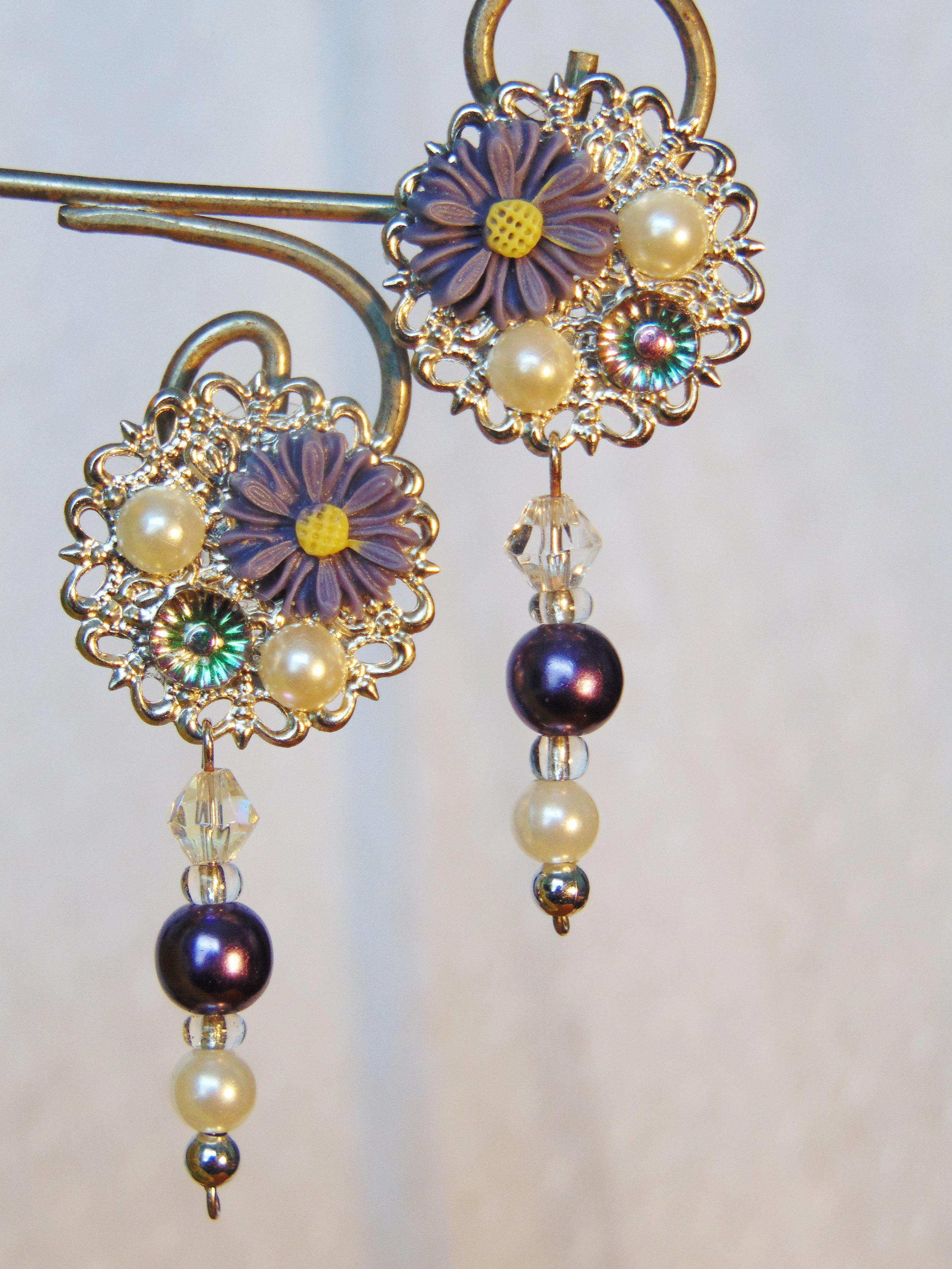 Handmade glass and bead earrings by JMB Designs
