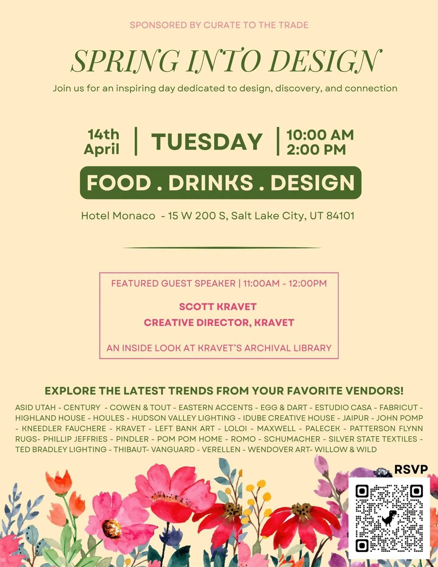 Spring is here and so is&hellip;. SPRING INTO DESIGN 🌸

Join us this Tuesday @monacoslc from 10 am - 2 pm

Come for design inspiration, stay for food, drinks, and connections. We hope to see you there!

Make sure you don&rsquo;t miss our guest speak