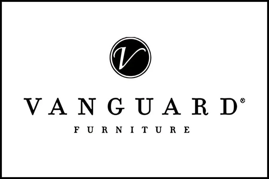 Vanguard Furniture logo with a stylized letter V inside a black circle.