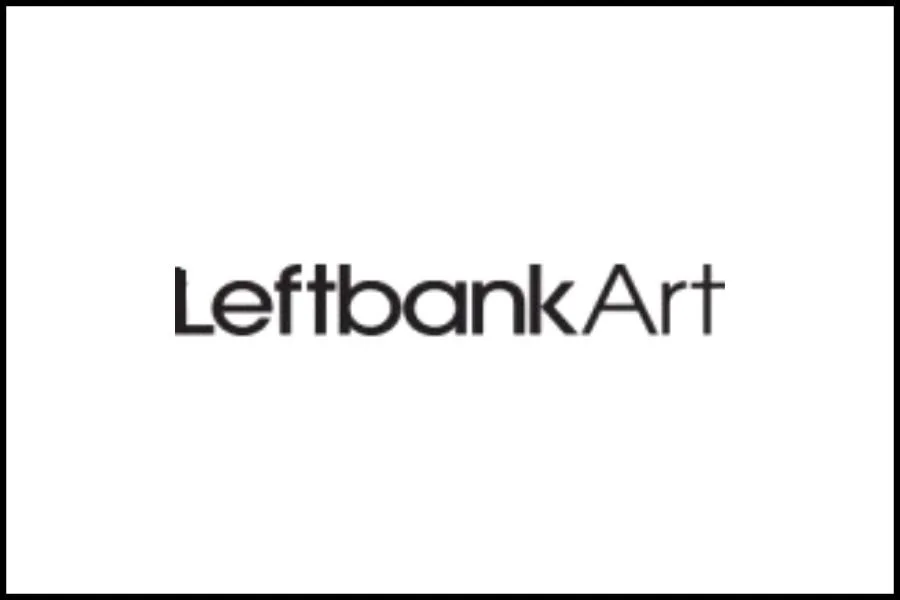 Logo with the words 'Leftbank Art' in black text on a white background.