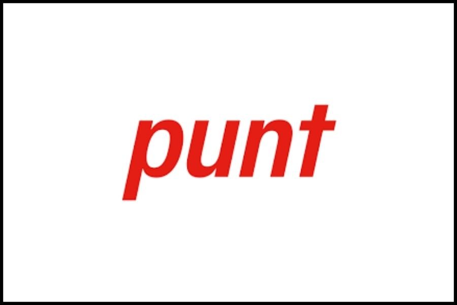 The word 'punt' written in red lowercase letters on a white background.