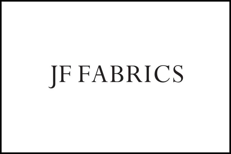 Black text on white background that reads "JF FABRICS".