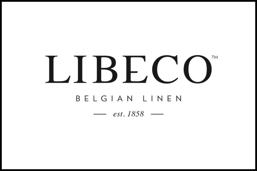 Libeco Belgian Linen logo on a white background with black border.