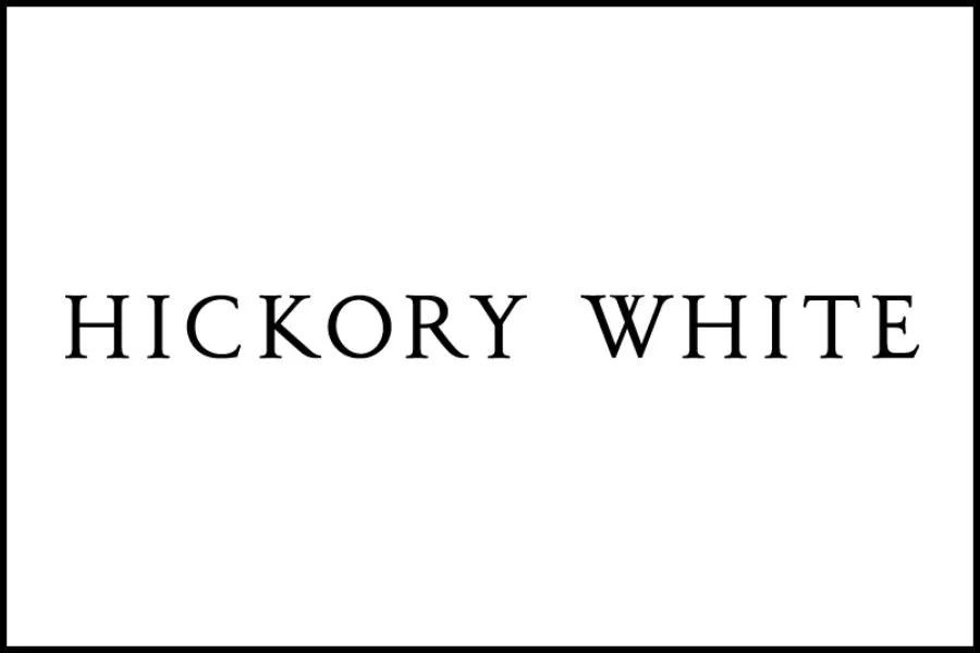 Text on a white background that reads 'HICKORY WHITE' in black letters.