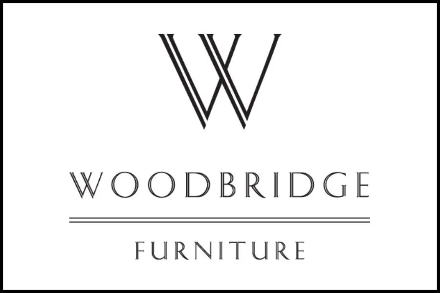 The logo of Woodbridge Furniture featuring a stylized 'W' above the words 'Woodbridge Furniture' separated by lines.