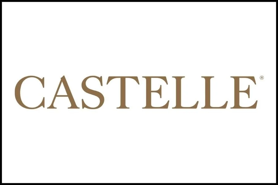 The image features the word 'CASTELLE' in large, brown, serif font on a white background.