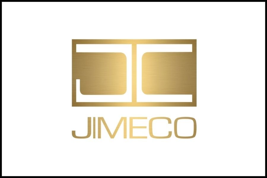 Gold logo with stylized letters 'J' and 'C' enclosed in a square, with the text 'JIMECO' below.
