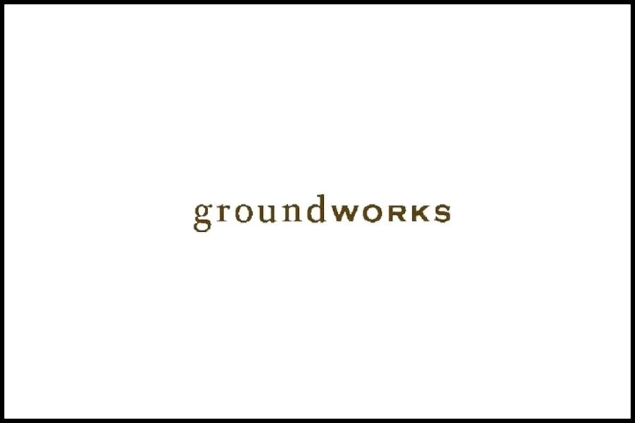 Logo with the word 'groundworks' in lowercase, with 'work' in bold