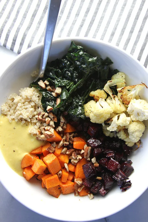 Autumn Harvest Bowls with Sweet Baby Beets and Lemon-Tahini Dressing