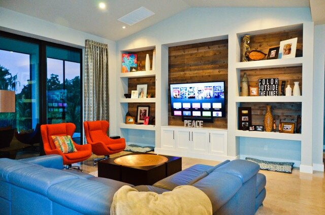 Project Spotlight Living Room with Weathered Wall ANTHOLOGY WOODS