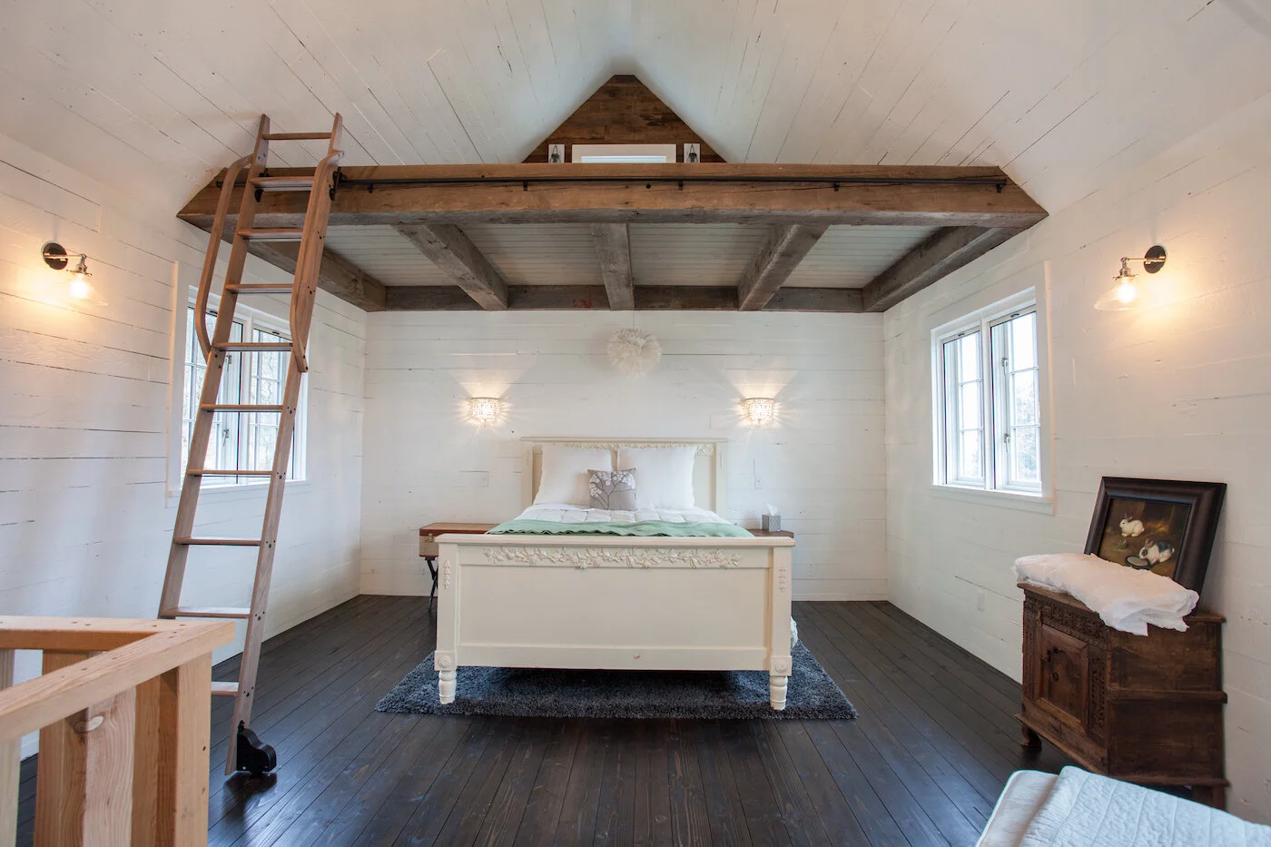 Project Log: Reclaimed Wood Wall, Barn Door & Bright Whites Fill a Cozy Cottage in Oregon