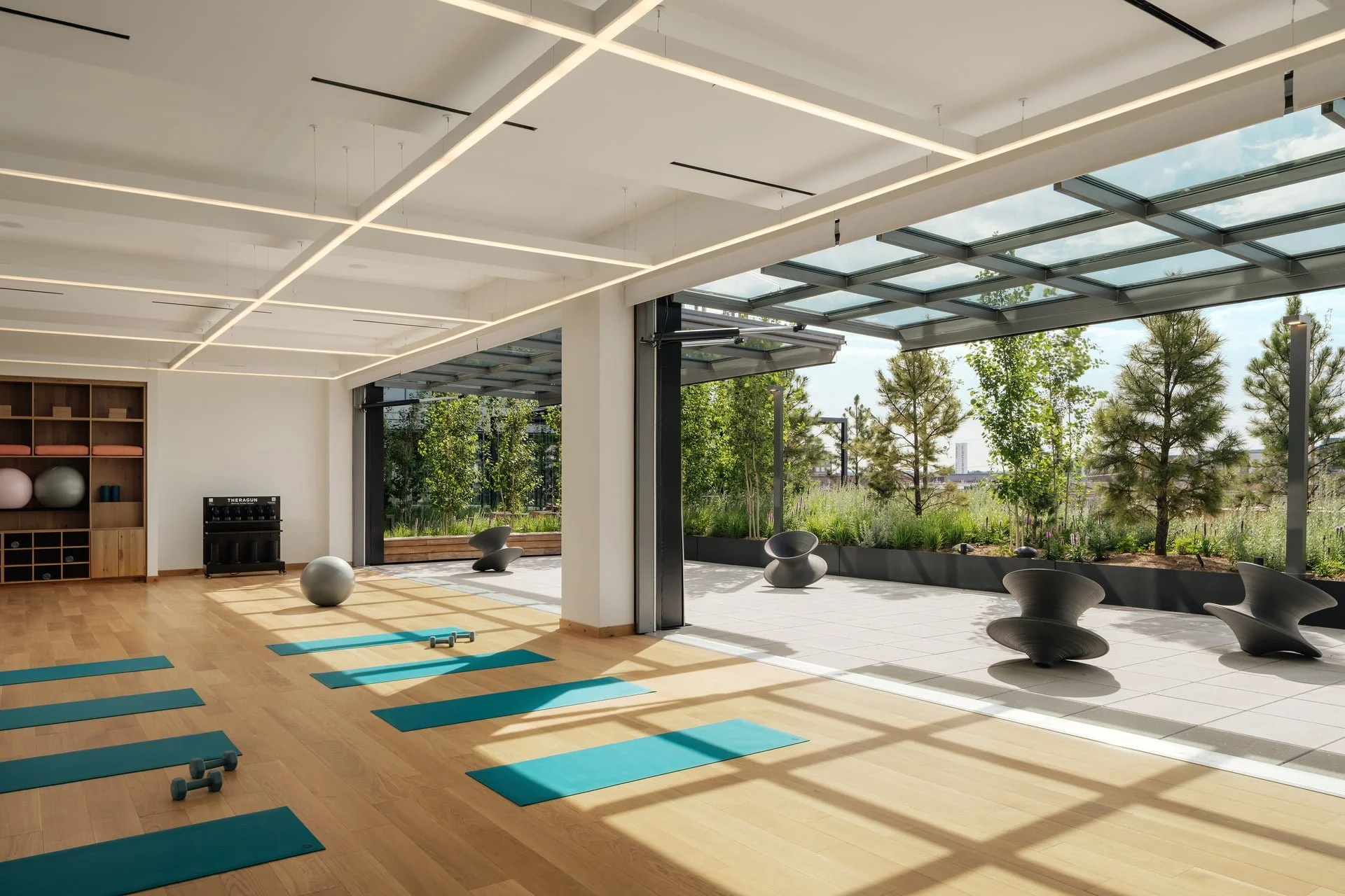 Steel House Yoga Room with Outdoor Terrace