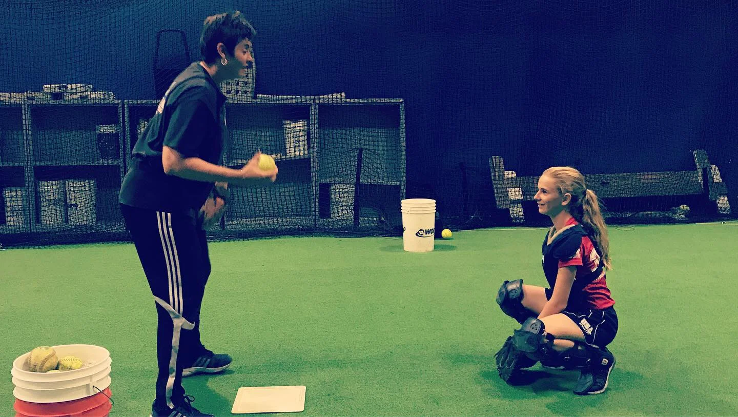 Catching Clinic with Kerry Dienelt for On Deck Batting Cages in Long Beach, California