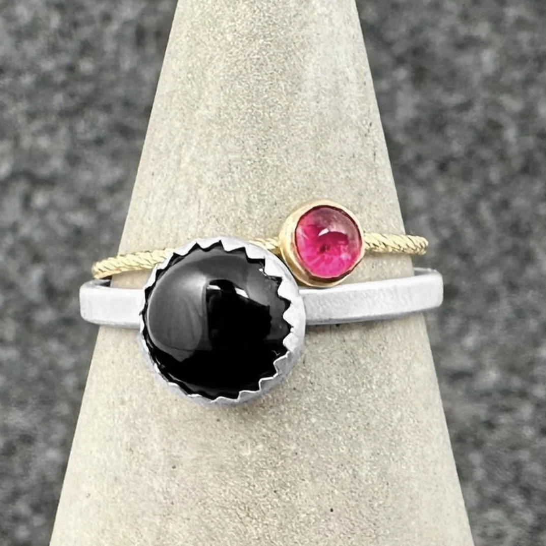 Bezel set rings by Sylvie Alusitz