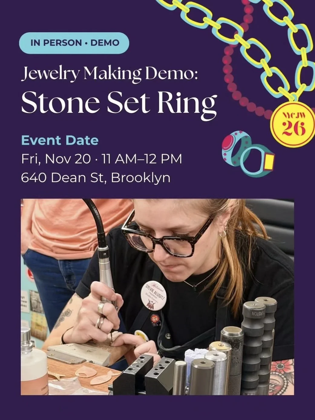 NYC Jewelry Week flyer for Sylvie Alusitz's demonstration