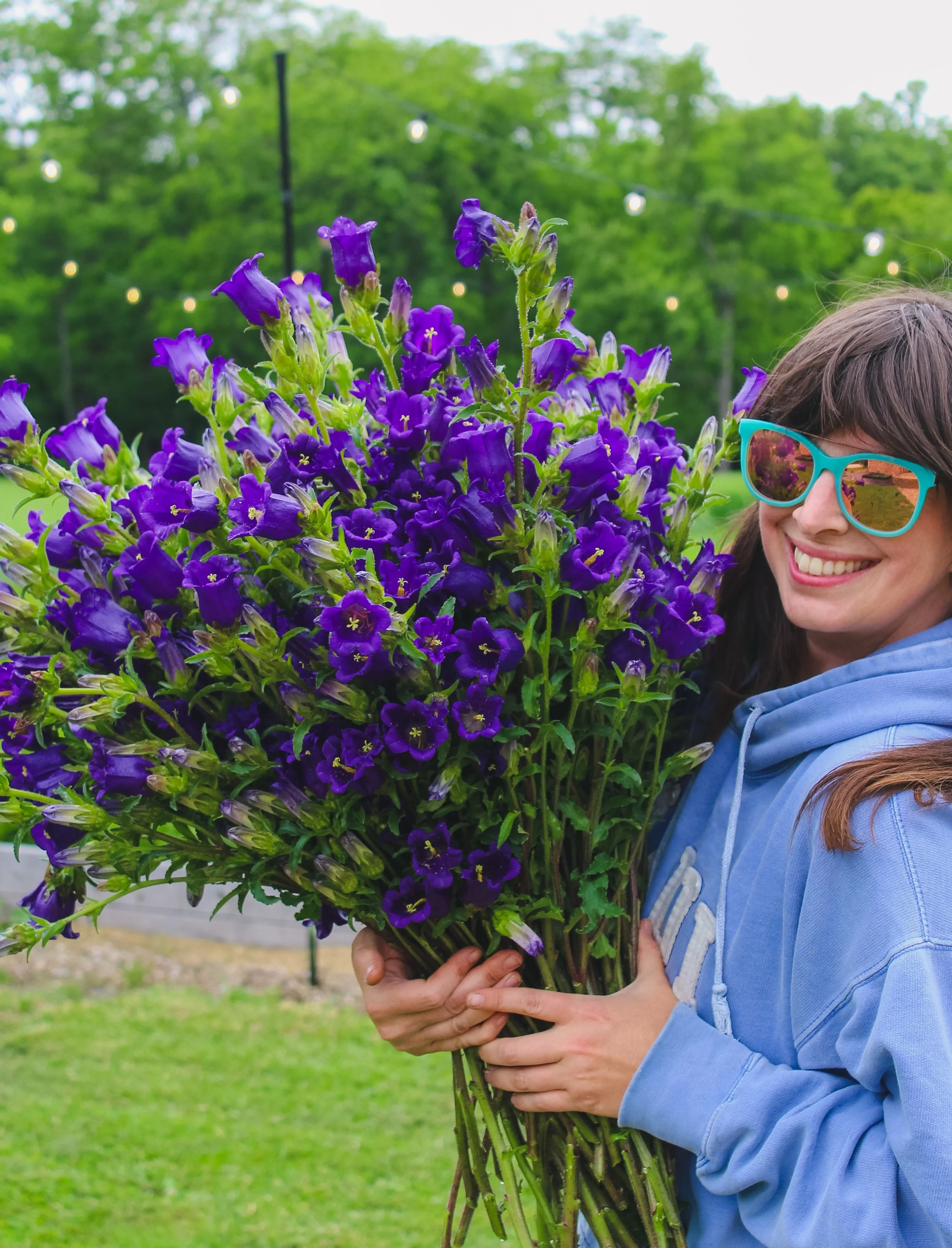 Ya&rsquo;ll, I hope you are coming to the farm stand this weekend because we have a mix of some of my FAVORITE flowers this week! These magnificent, Willy-Wonka-cup-looking- Canterbury-Bells will be there (and for some reason this color always has a 