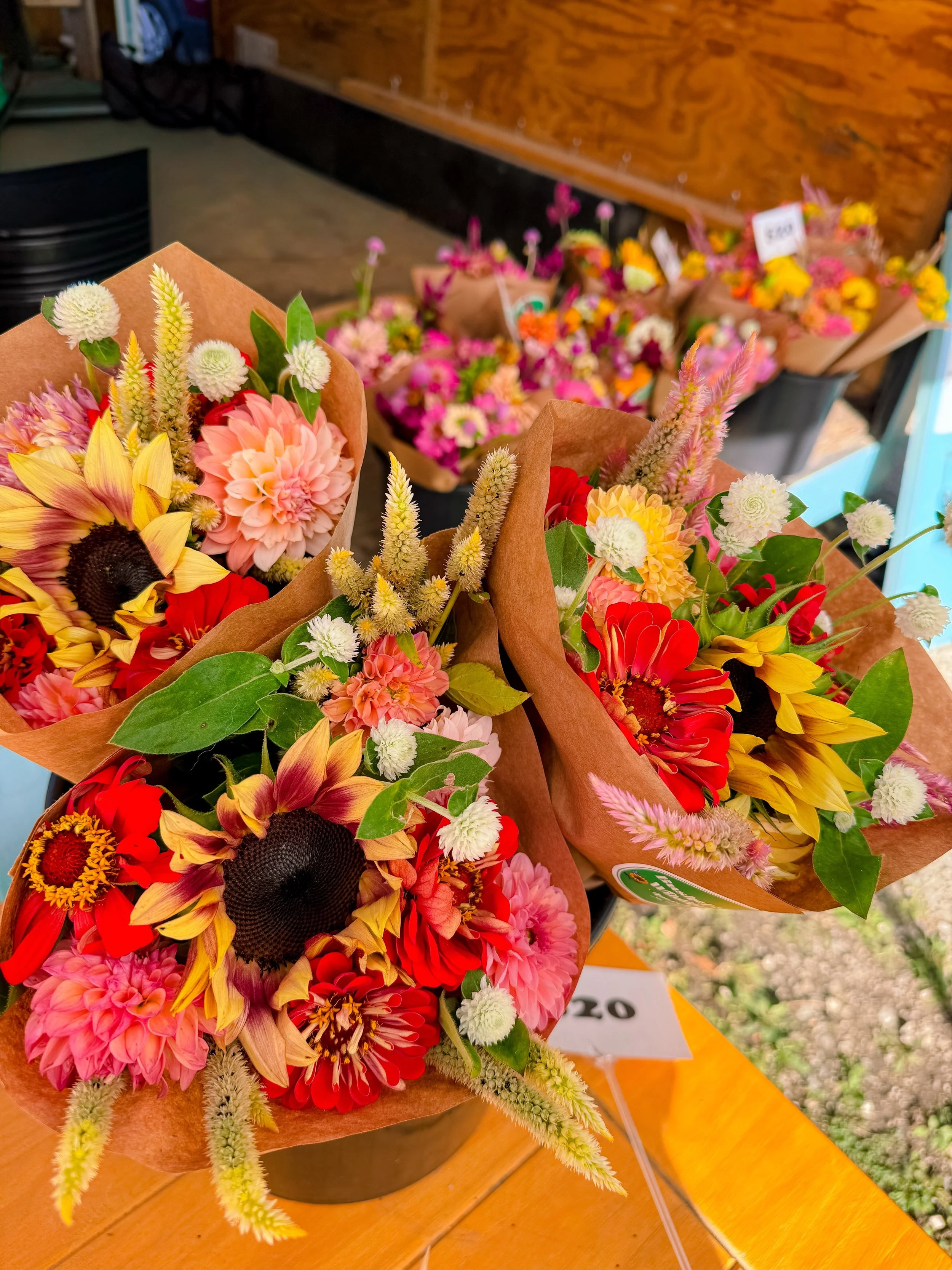 🦋FARM STAND OPEN UNTIL 2 TODAY!🦋

We have some lovely buy 2 get one FREE bouquets today! All bouquets are $20! We also have dried wreaths and lots of tulip bulbs to choose from! This is our LAST fresh farm stand of the season! Hope you can make it 