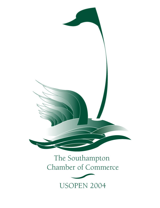 Logo Design for the Southampton Chamber of Commerce, Luggage Tags promoting the 2004 USOpen at Shinnecock Golf Club, Southampton NY